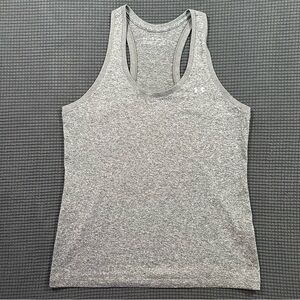 Under Armour Womens HeatGear Racerback Tank Top Gray Small Loose Fit